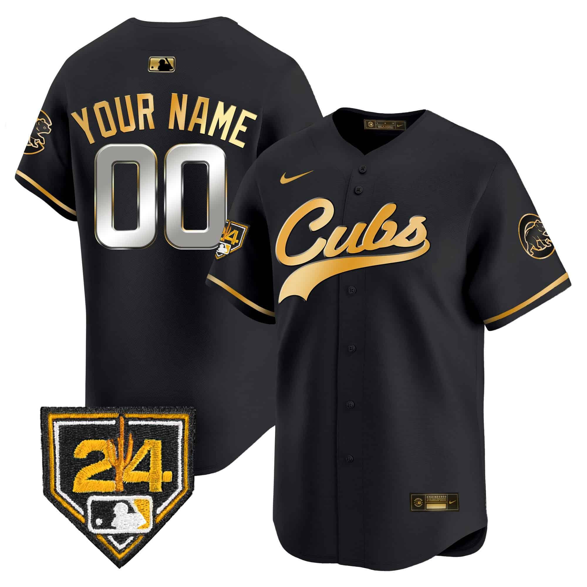 Men Chicago Cubs Black Nike 2024 Spring Training Patch Vapor Premier Limited Custom MLB Jersey->customized mlb jersey->Custom Jersey